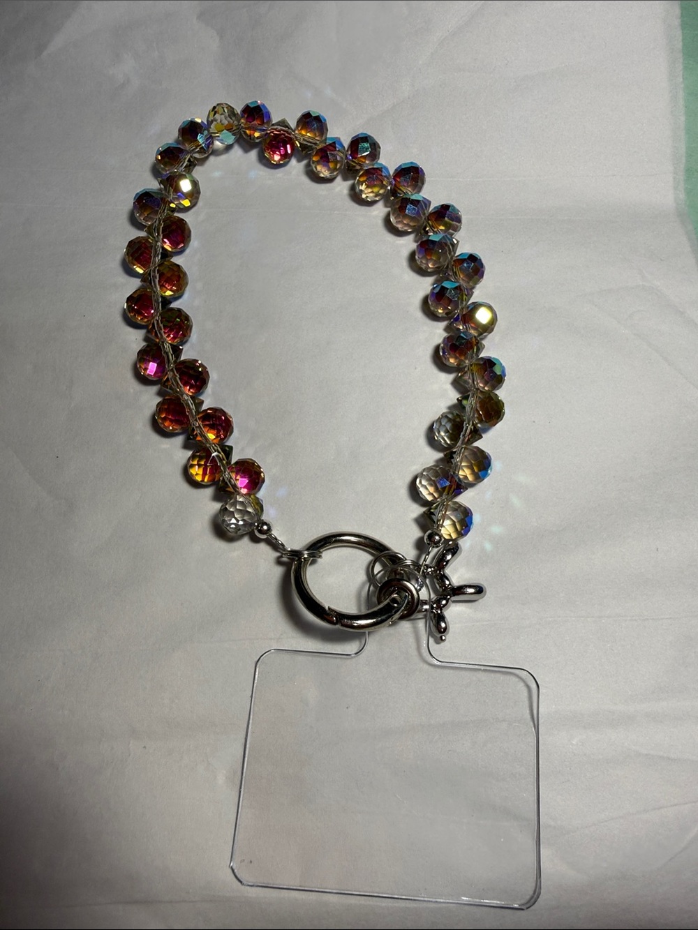 Acrylic Bead Phone Wrist Strap in Iridescent Multicolor